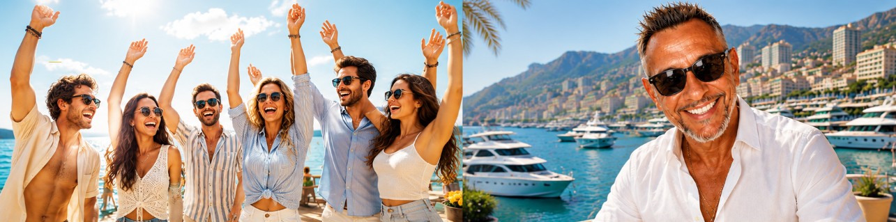 Invités heureux lors d'un événement SUN VIBES RIVIERA et Tom DJ à Monaco